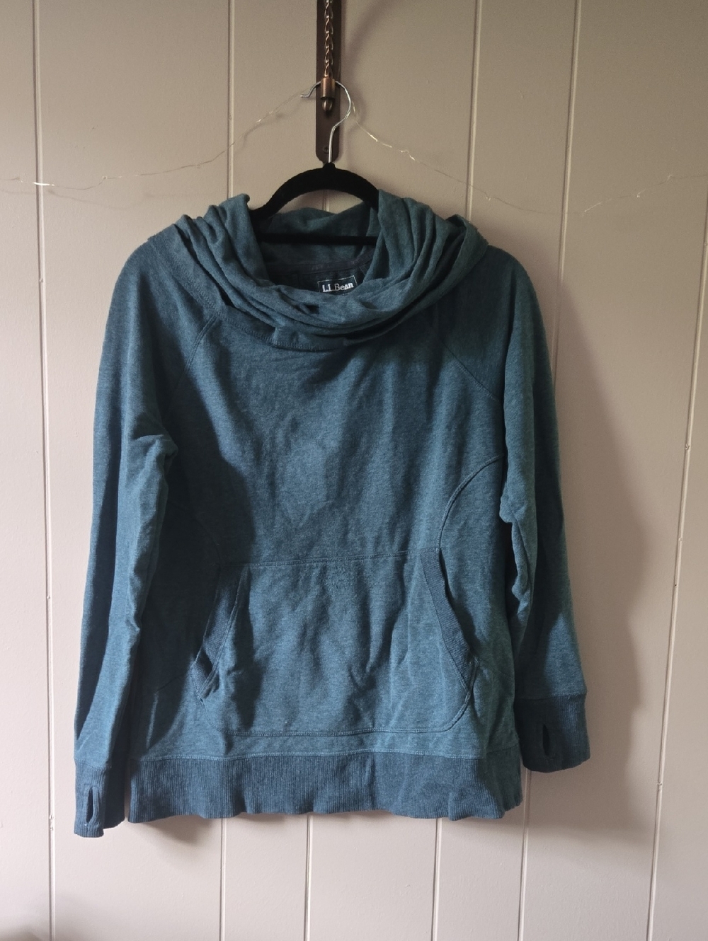 L.L. Bean Teal Cowl-neck Pullover